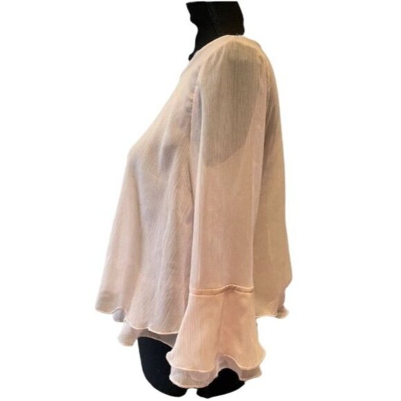 H&M Pink Layered Ruffles & Keyhole Back Divided Top | Size US 2 (Small) chiffon - Picture 2 of 5